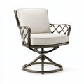 Fauteuil de jardin 79 x 81 x 92 cm en métal brun foncé et textile beige pivotant contemporain