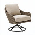 Fauteuil de jardin 82 x 85 x 91 cm en fibres tressées taupe pivotant
