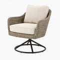 Fauteuil de jardin pivotant 85 x 80 x 91 cm en résine tressée beige avec base en métal