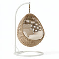 Fauteuil suspendu 105 x 105 x 195 cm en fibres tressées beige avec support en acier style bohème
