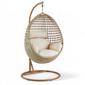Fauteuil suspendu 105 x 105 x 195 cm en résine tressée beige avec structure en métal style bohème