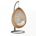 Fauteuil suspendu 105 x 105 x 195 cm en rotin naturel et métal noir style bohème avec support