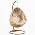 Fauteuil suspendu 105 x 105 x 195 cm en fibres tressées beige avec support en métal style bohème