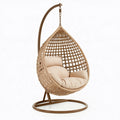 Fauteuil suspendu 105 x 105 x 195 cm en rotin beige et métal brun style bohème
