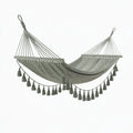 Hamac suspendu 200 x 100 cm en coton gris à franges style bohème